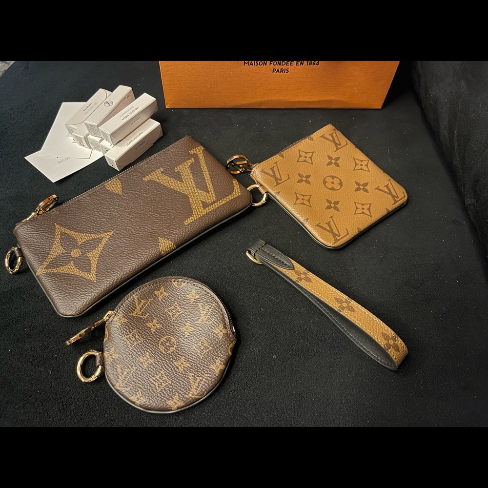 Louis Vuitton Trios Pouch Set wristlet full set Reverse Monogram XL